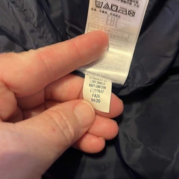 Gap-6-12 months baby-navy blue-fully lined, hooded, quilted shell, snowsuit. - Picture 5 of 12